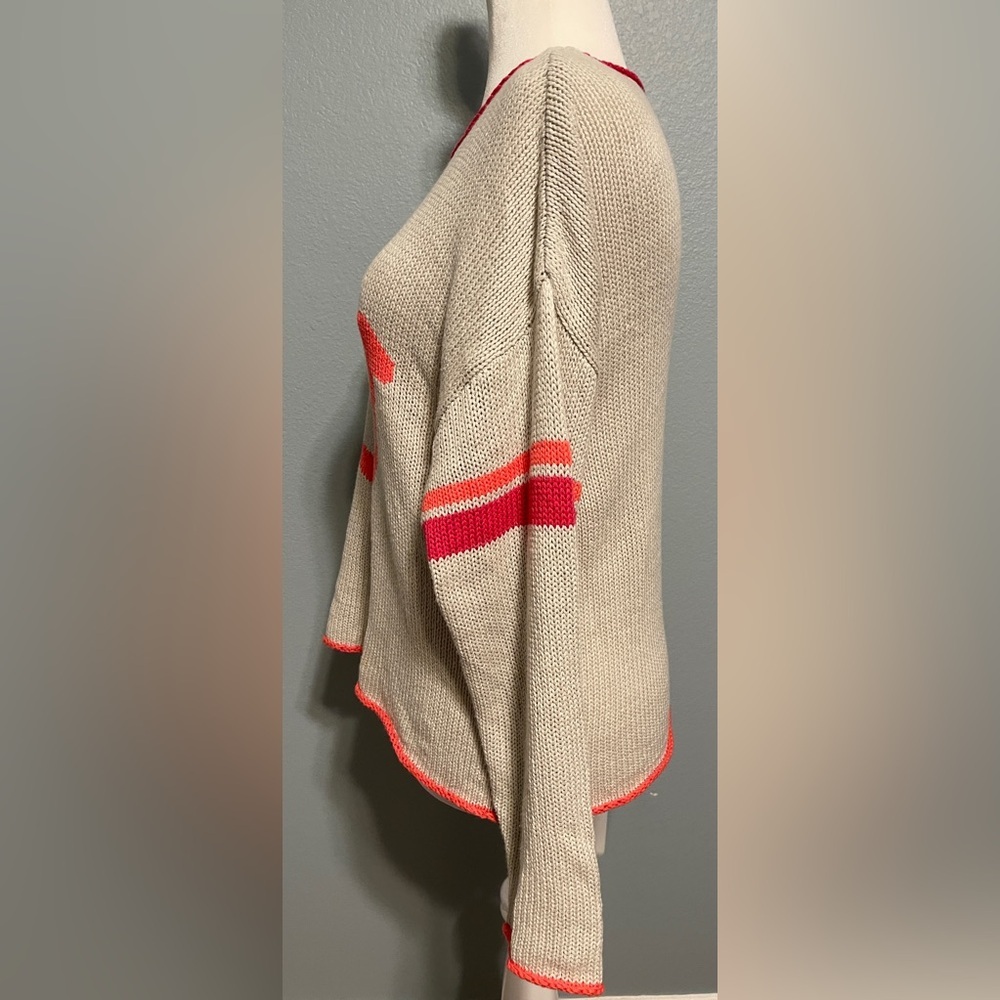 Natural Life Smiley Face Gray Knit Sweater Boho Cozy Oversized Pullover Medium - Picture 4 of 8